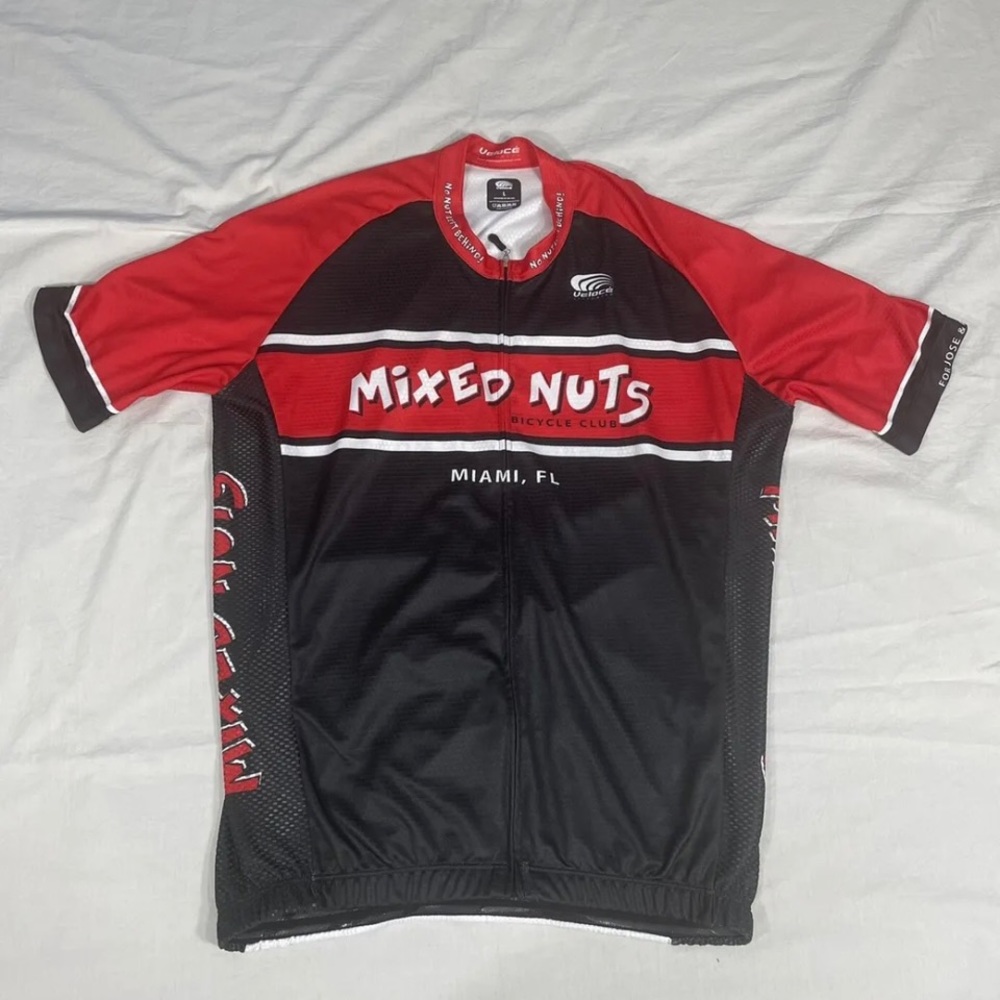 Veloce Mens Mixed Nuts Polyester Full Zip Cycling Jersey Size L